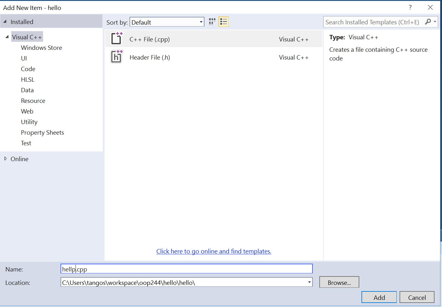 hello-world-for-c-plus-in-visualstudio